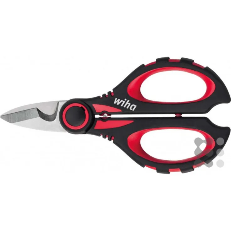 Wiha 160mm SB Prof. elec, Kabelschere mit Crimpfunktion, zum Ablängen, Abmanteln, Abisolieren & Crimpen von Kabeln, inkl. Schutzhülle mit Halteclip