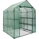 Relaxdays - Foliengewächshaus mit Regalen, Gewächshaus begehbar, 8 Ablagen, PE-Folie, HxBxT: 195 x 140 x 140 cm, grün