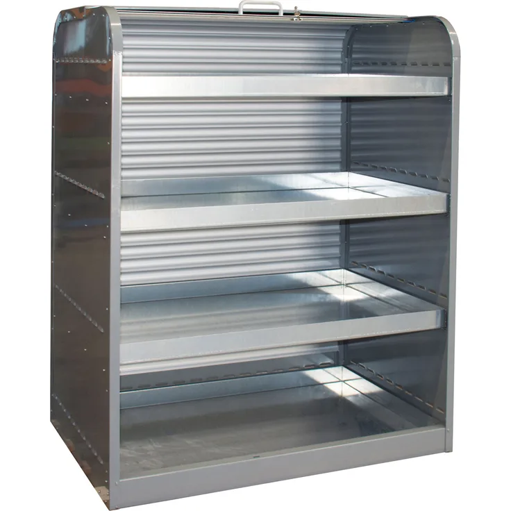 Bauer Gefahrstoff-Rollladenschrank RSG-4 mit 4 Kleingebindewannen, Mausgrau