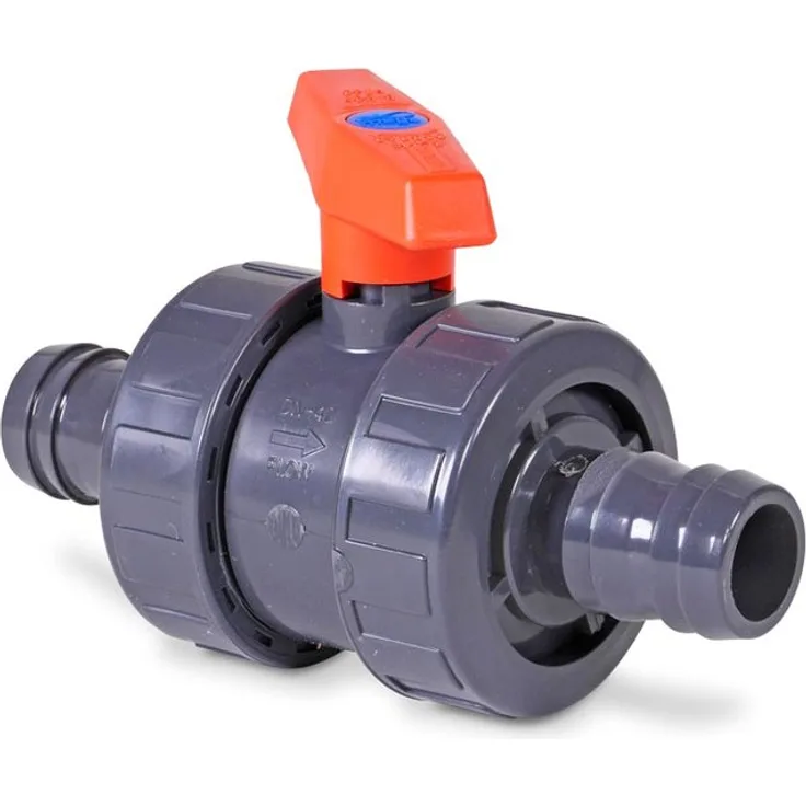 mega Kugelhahn PVC-U 38 mm Schlauchtülle