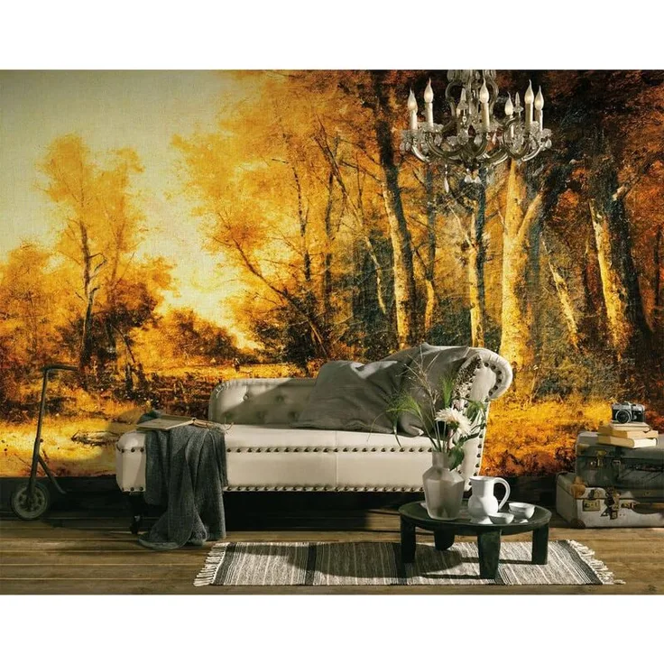 K&l Wall Art - Große Vliestapete XXL Tapete 4 x 2,7m Fototapete Vintage Wald Natur Fresko Gemälde