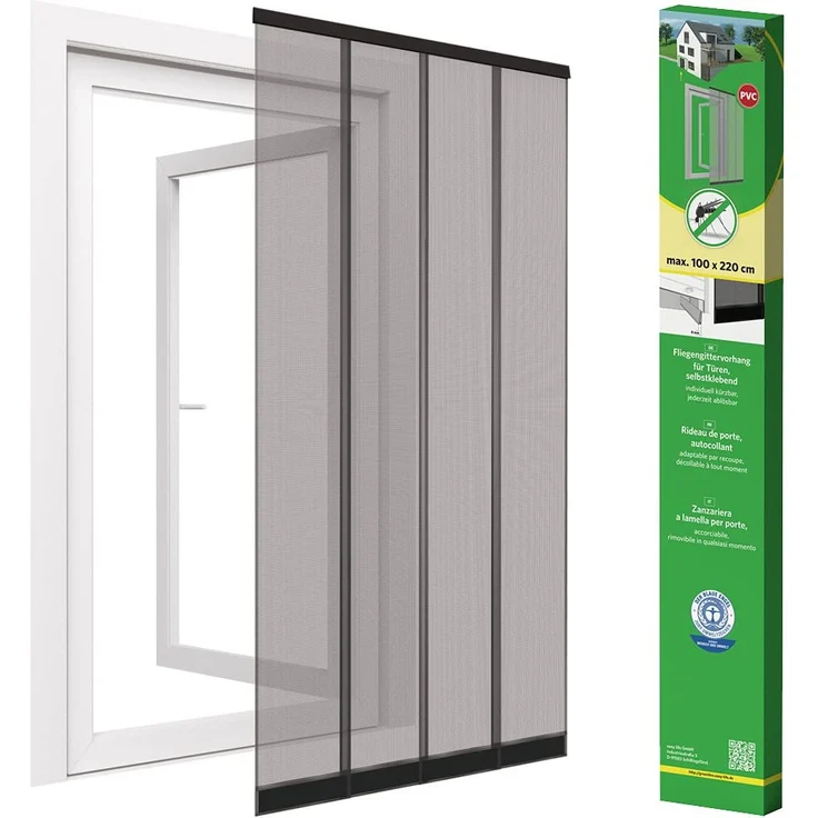 easy life Insektenschutz Tür Vorhang 100 x 220 cm Polyester Anthrazit – Bild 1