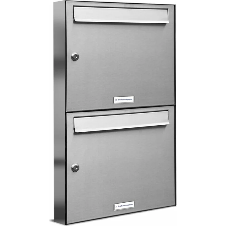 2er Edelstahl Briefkasten Anlage 2 Fach Wandbriefkasten Postkasten Ausführung 3