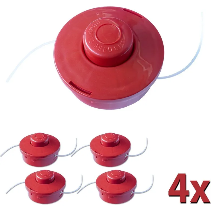 Nemaxx 04FS2 4x Fadenspule mit Tippautomatik Doppelfadenkopf Fadenkopf Mähkopf Mähfaden Nylonschnurrolle Grasschneider Zubehör Ersatz Spule für Benzin Motorsense, rot