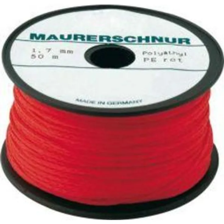 OVERMANN Maurerschnur L.50 m,D.1,0mmPE rot,Reißkraft 15kg''