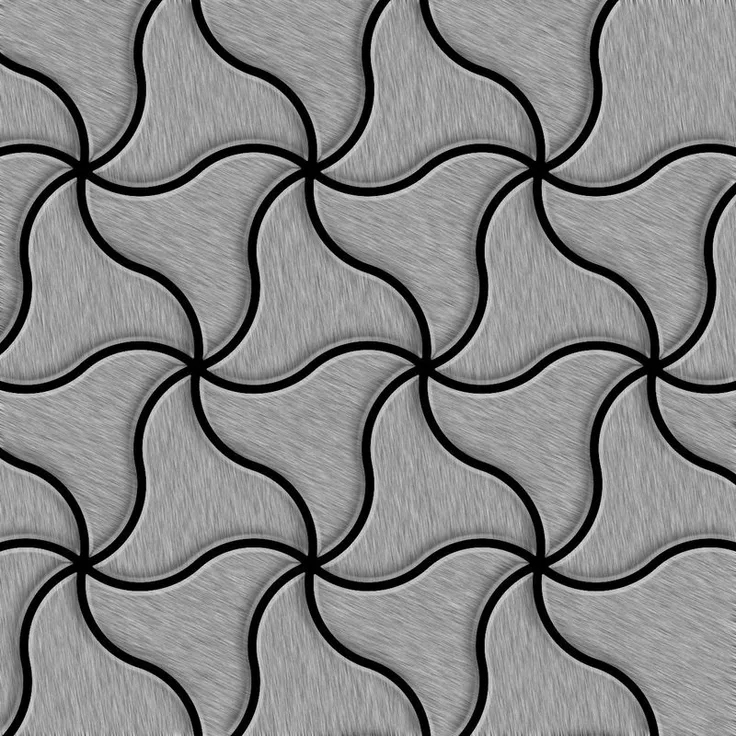 Alloy Mosaik Fliese massiv Metall Edelstahl marine gebürstet in grau 1,6mm stark Ninja-S-S-MB Designed by Karim Rashid 0,67 m2