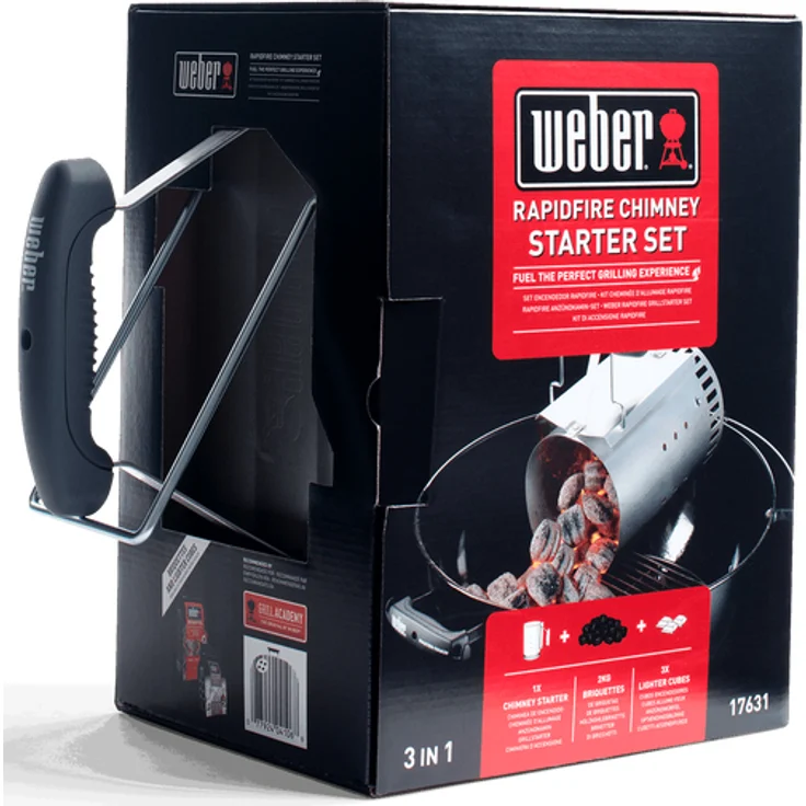 Weber 17631 Grillstarterset für Holzkohlegrills, 3 in 1: Anzündkamin, 2 kg Briketts, 3 Anzündwürfel – Bild 6