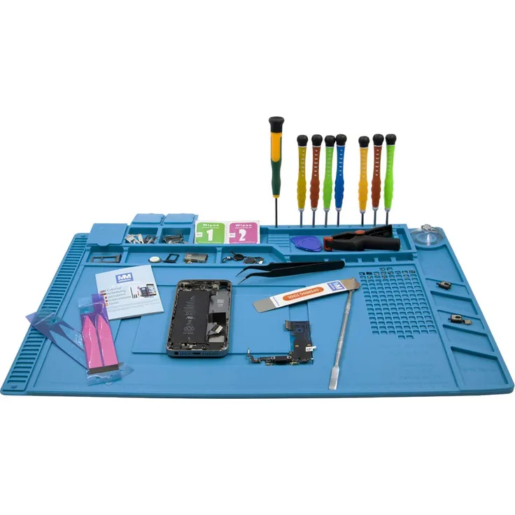 MMOBIEL Antistatisch Magnet Silikon Reparatur Arbeitsmatte, Lötmatte Arbeitsunterlage Soldering Mat 45x30cm 680g (Blau)
