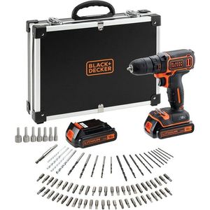 Bild für Black+Decker BDCDC18BAFC-QW Bohrschrauber (18V, 2X Li-Ion Schiebe-Akku, Planetengetriebe, LED-Arbeitsleuchte, 1A Ladegerät, 80-TLG. Zubehör im hochwertigen Koffer)