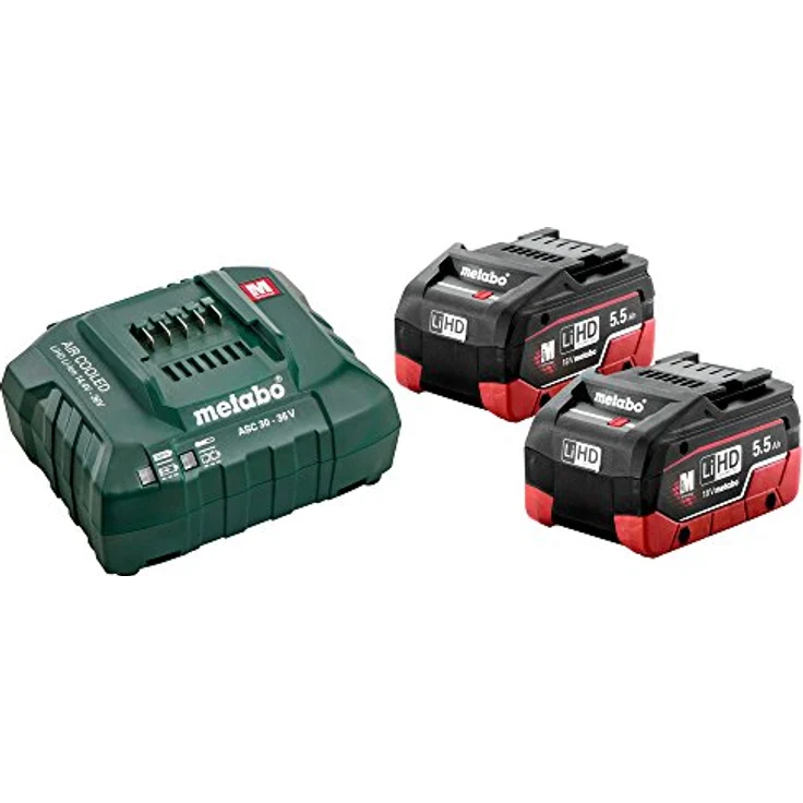 Metabo 2 x Werkzeugakku 18 V / 5,5 Ah + Ladegerät ASC 145 (685122000), Starter-Set – Bild 1