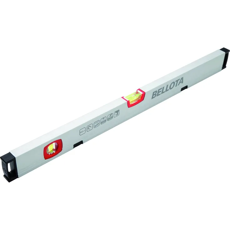 BELLOTA 50101 m-60 Wasserwaage 60 cm Stahlrohr mit Flakon Empfindlichkeit von 0,5 mm-m und starke Magnete