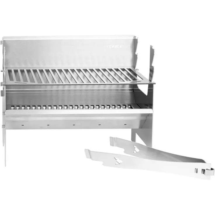 FENNEK 2.0 - Outdoor Holzkohlegrill - Edelstahl - zerlegbar - Holzkohlegrillfläche 37,6 x 24,3cm