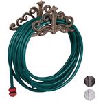 Relaxdays Schlauchhalter Wand, antik, Garten & Laube, Schlauch Wandhalterung, Gusseisen, HxBxT 15 x 36 x 15 cm, braun