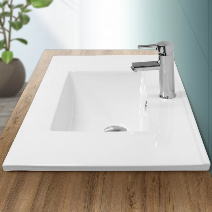 ECD Germany Waschbecken 810x465x175 mm Weiß aus Keramik – Bild 1
