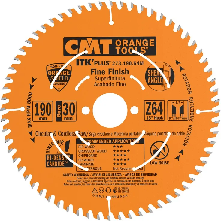 CMT ? 273.190.64 M ? ITK Plus HW Kreissägeblatt 190 x 1.7 x 30 (+ 20 + 16) Z = 64 ATB + S