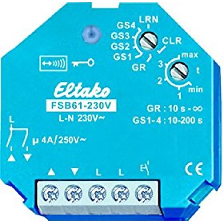 Eltako Funkaktor ohne N-Anschluss für Beschattungselemente und Rollladen 230V Potenzialfrei 4A, 1 Stück, FSB61-230V