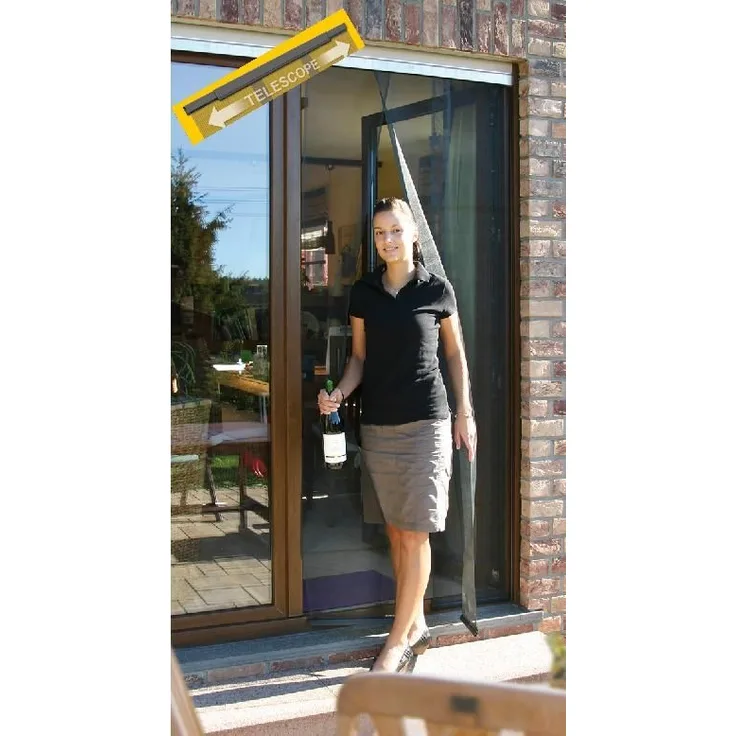 Schellenberg 50653 Insektenschutz Teleskopvorhang, 95 x 220 cm Fliegengittervorhang für Türen