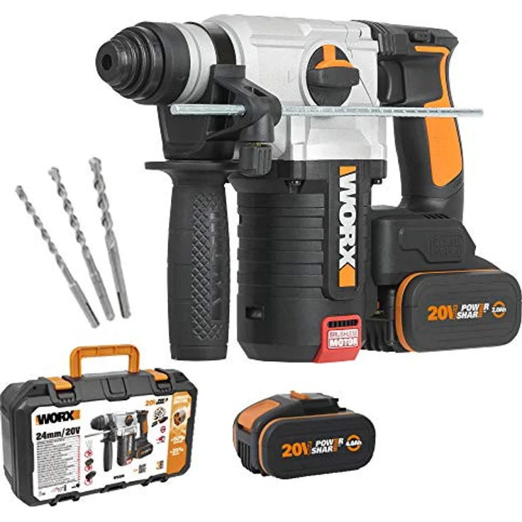 WORX WX380 Akku BohrhammerBürstenloses 20V Werkzeug zum Bohren Ladegerät & Koffer Hammerbohren & Mei – Bild 1