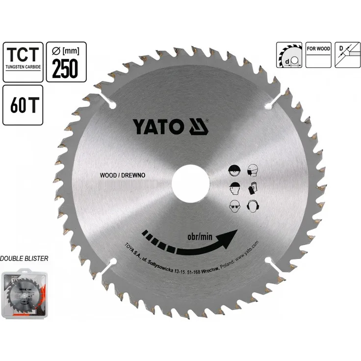 Yato professionelles TCT Kreissägeblatt 250 mm, 60 Zähne 30 Bohrung (YT-6072)
