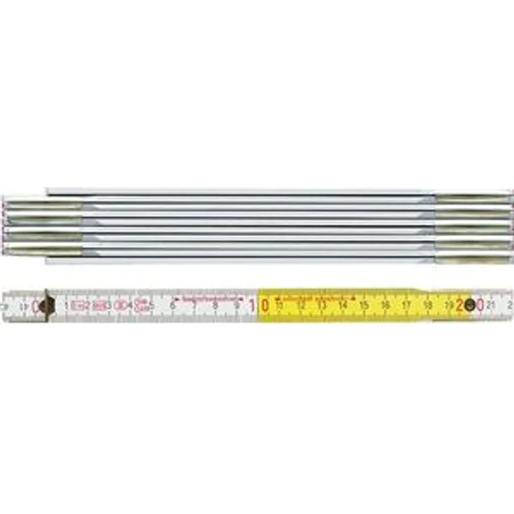 BMI 982980200 Holzgliedermaßstab aus Buchenholz, Gliederstärke 3 mm, Weiß, Gelb