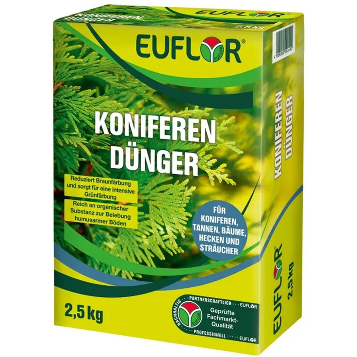 EUFLOR Koniferendünger NPK 5+4+6 Tannen Hecken Bäume Sträucher, 2,5 kg