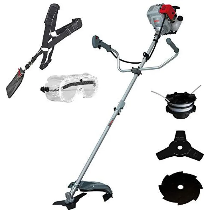 IKRA Benzin Freischneider Trimmer IBF 31-4 2x Dickichtmesser Schultergurt & Schutzbrille inkl. Faden