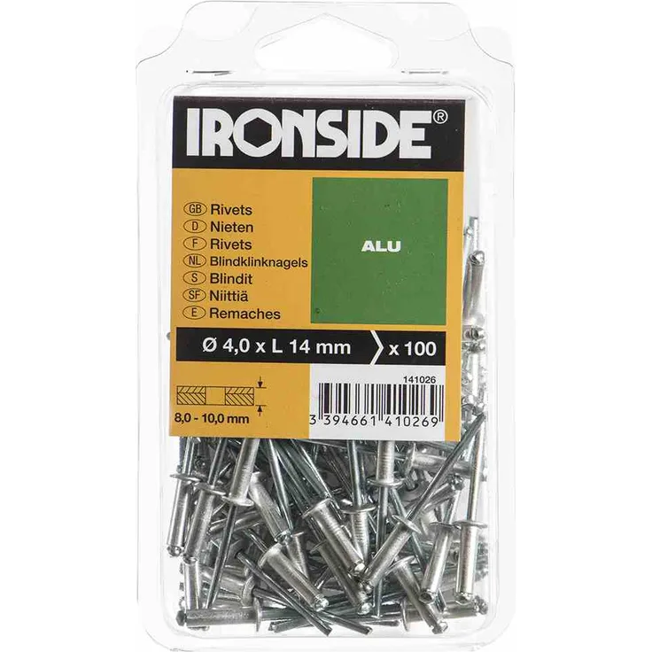 Blindnieten 4,0 x 14 mm Aluminium, Verpackungsinhalt: 100 Stück