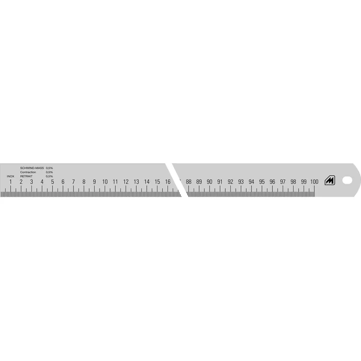 Metrica 25095 Schwindmasstab 1000 x 30 mm, verchromt