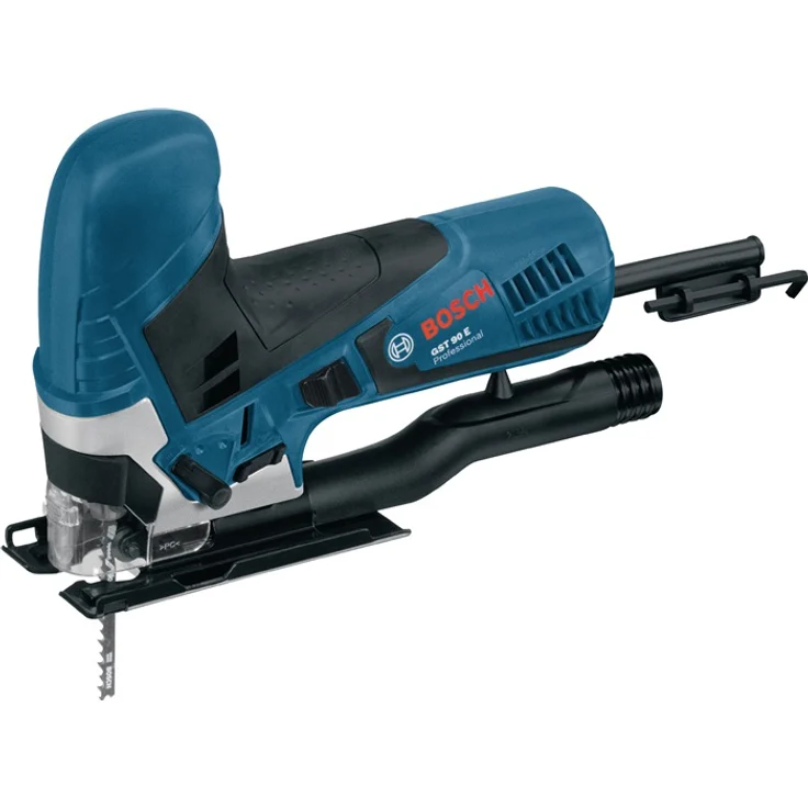 Bosch Professional Stichsäge GST 90 E (650 Watt, 1x Sägeblatt, Absaug-Set, Spanreißschutz, Schnitttiefe in Holz: 90 mm, im Koffer) – Bild 1