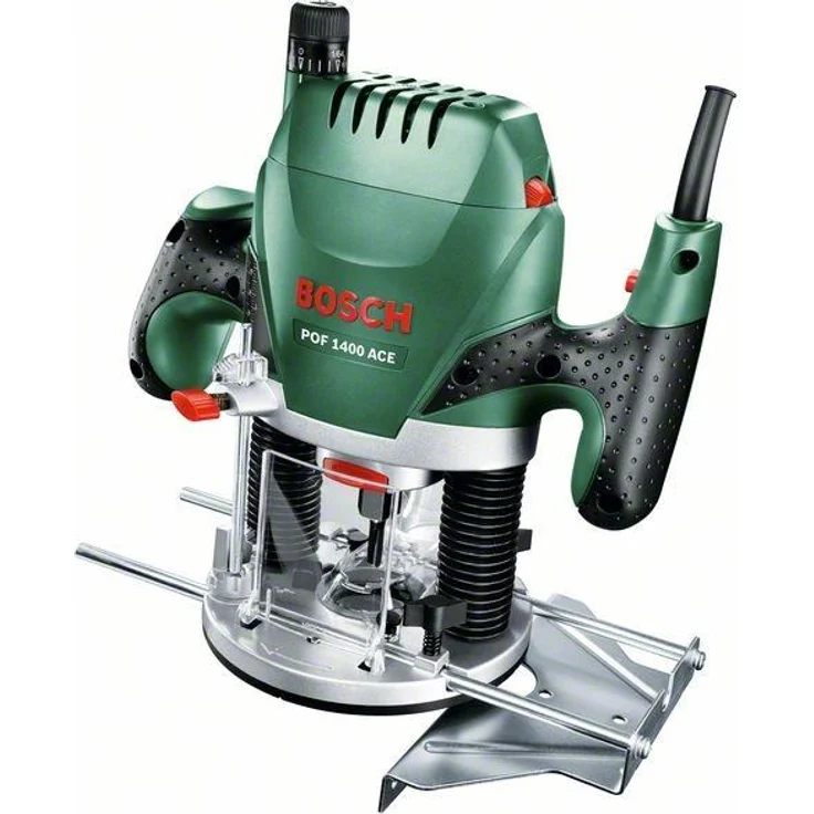 Bosch Oberfräse POF 1400 A (3 x Spannzange, Fräser, Parallelanschlag, Absaugadapter, Koffer (1400 W)) – Bild 2