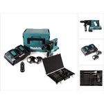 Makita DHR281PMJ Akku Bohrhammer 2x18V 2,8J brushless SDS plus + Schnellwechselfutter + 2x Akku 4,0 Ah + Doppelladegerät + 17tlg. Bohrer und Meißel Set + Makpac