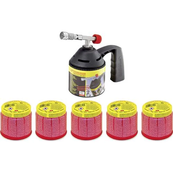 Rothenberger Industrial RoFlame Lötlampen Set Lötlampe inkl. 5 Gas Kartuschen Gaskartusche Bunsenbrenner