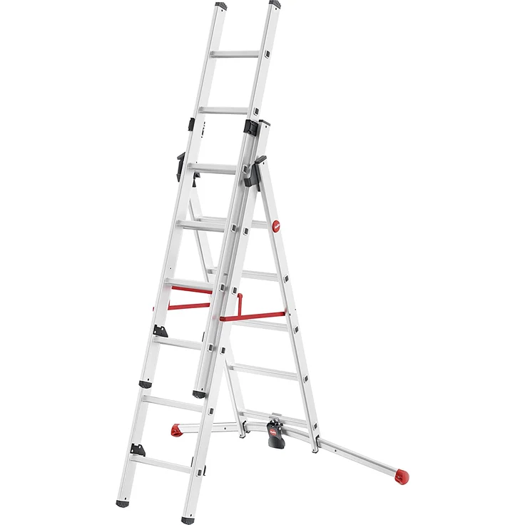 Hailo S100 ProfiLOT, Aluminium Kombileiter 3-teilig, 2x6 + 1x5 Sprossen – Bild 1