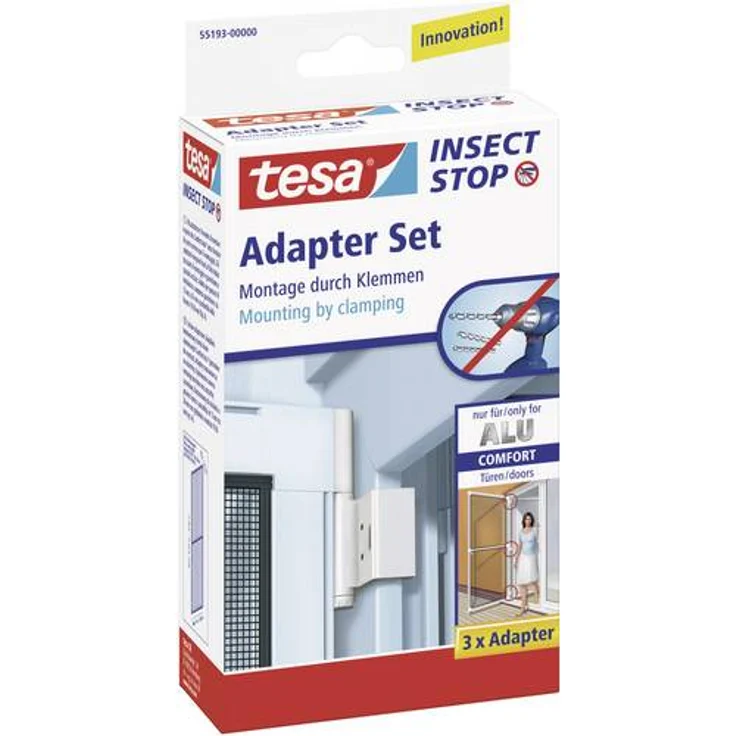 TESA 55193-00 Adapter Alu Comfort Fliegengitter Adapter-Set Passend für Marke Tesa Fliegengitter 3St. – Bild 1