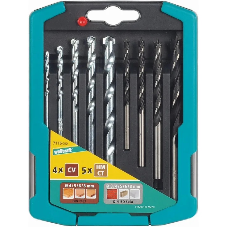 Wolfcraft 1 Kombi-Sortiment Stein-Holz, 9 Bohrer, 7116000