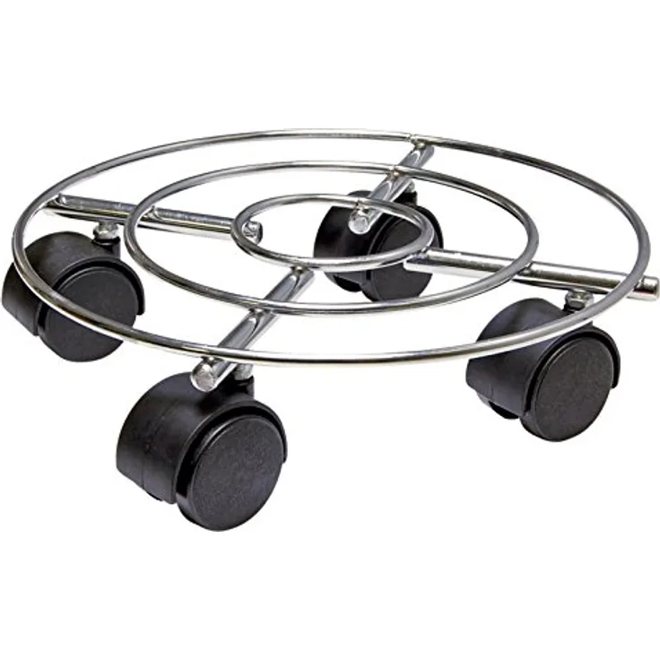 WAGNER Pflanzenroller Chrome Ø 23 cm I Pflanzenroller für Innenbereich, Chrom I Blumenroller aus verchromten Stahl I Kübelroller Silber-glänzend I Tragkraft 60 kg ? 20093101