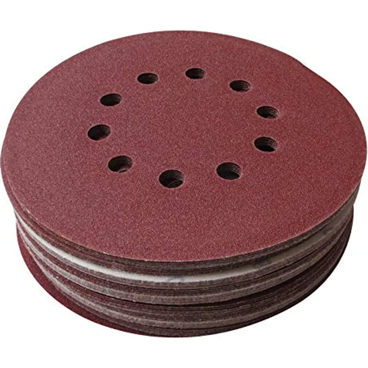ECKRA 3140 25 Schleifscheiben kletthaftend Durchmesser 215mm 10Loch P180, Rotbraun