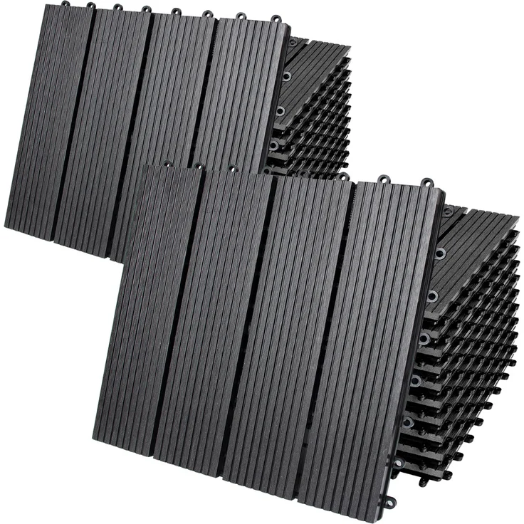 WPC Fliesen 1m²-4m² Terrassenfliesen Set Holzfliesen 30x30cm Balkon Pool Garten 22x Klassik anthrazit 4250525376661 – Bild 1