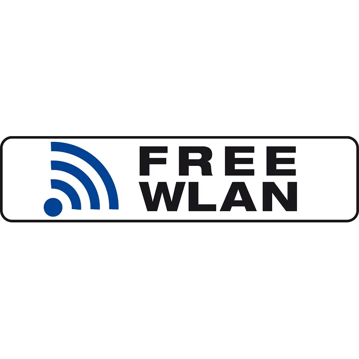 Metafranc Klebeschild ''Free WLAN'' - 200 x 48 mm - Beschilderung - Infoschild - Gewerbekennzeichnung - Internet - Wifi - Hotspot - 504250