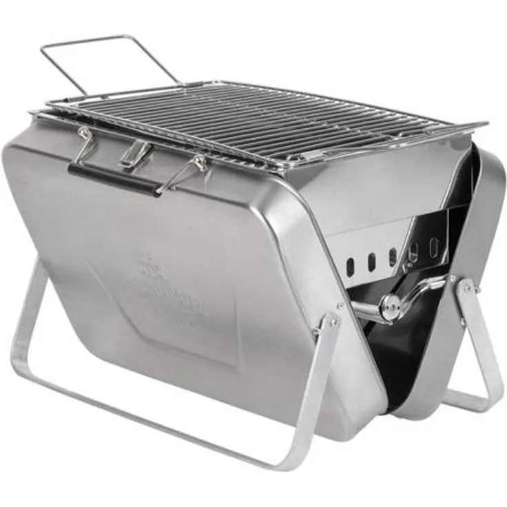 Holiday Travel Holzkohlegrill, Koffergrill klein, Edelstahl, 2,5 kg, Grillfläche 33 x 20 cm