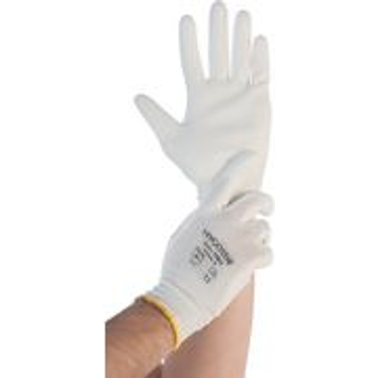 HYGOSTAR Arbeitshandschuh ULTRA FLEX HAND, XXL weißer Nylon-Handschuh aus Feinstrick mit PU-Beschichtung - 12 Stück (33812)
