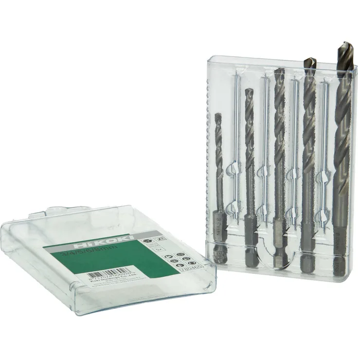 HiKOKI Metallbohrer HSS-G DIN 338 Kassette 5-teilig, 1-4 Zoll HEX, Spiralbohrer, Eisenbohrer, geschliffen