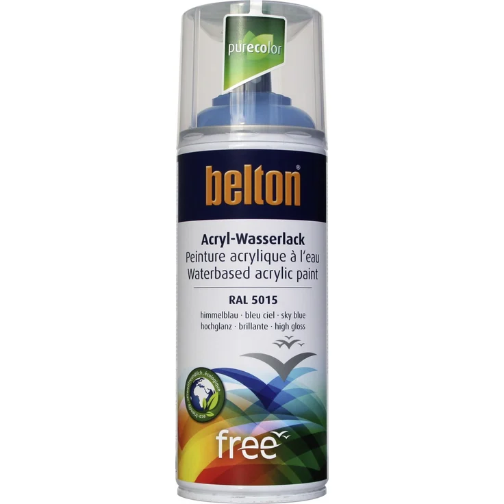 belton free Lackspray 400 ml, himmelblau, hochglänzend, RAL 5015 – Bild 1