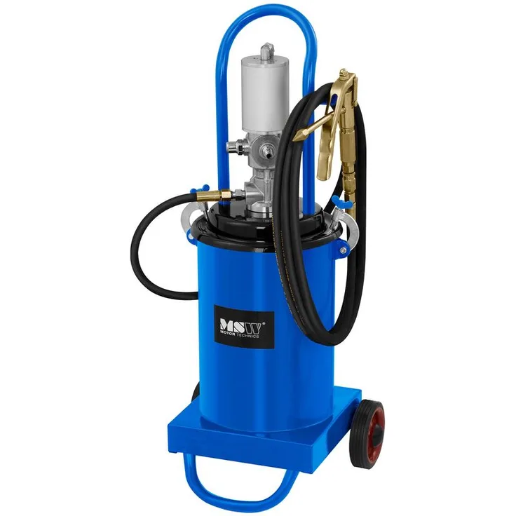 MSW - Fettpreße Druckluft Fettpresse Pneumatisch Abschmierpresse Fahrbar 12 L 320 Bar