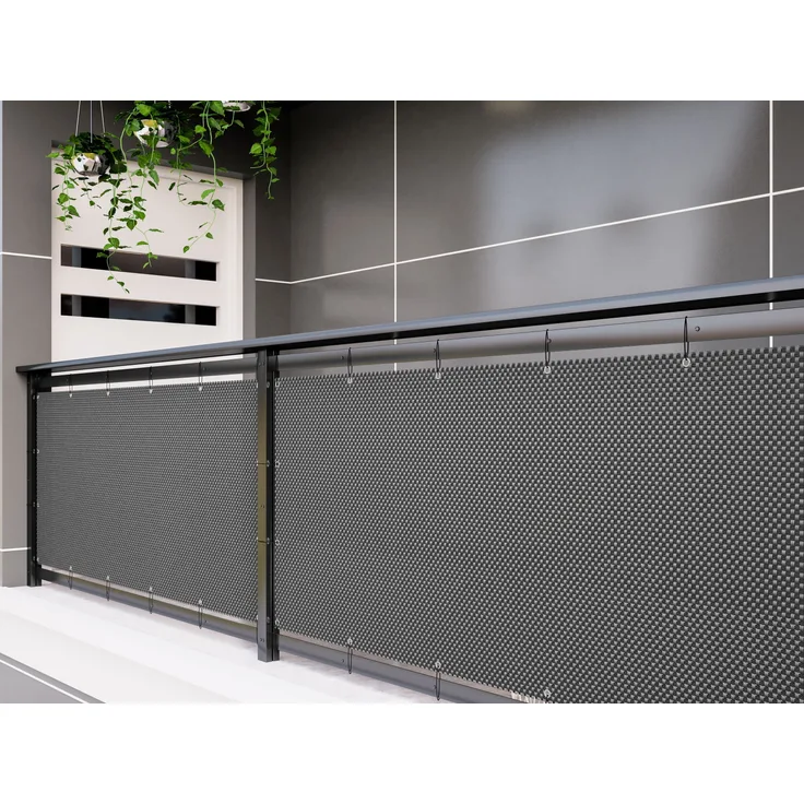 Polyrattan PVC Sichtschutzmatte 300x90 Balkon Sichtschutz Zaun Windschutz grau