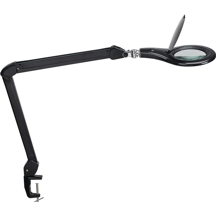 LED-Lupenleuchte Glaslinse 127mm (5 Zoll) Tischklemme schwarz