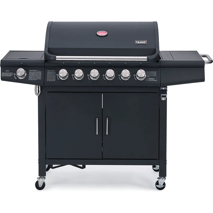 TAINO RED 6 Gasgrill schwarz 6 Edelstahl Brenner Seitenkocher, Weiterentwicklung des TAINO 6 PRO – Bild 2
