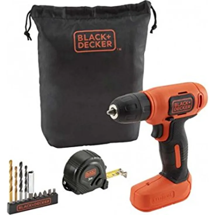 Black + Decker BDCD8GPA-QW Bohrschrauber Ultra Kompakt 7.2 V 1.5 Ah Lithium mit 11 Zubehören und Tragetasche