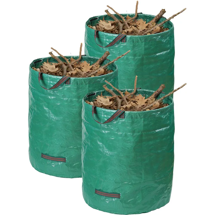 Meister Gartenabfallsack 272 l - 3er Set - Selbststehend - Witterungsbeständig - Abwaschbar - Stabiler Gartensack für Grünabfälle - Rasensack - Laubsack aus robustem Gewebe - 9961810