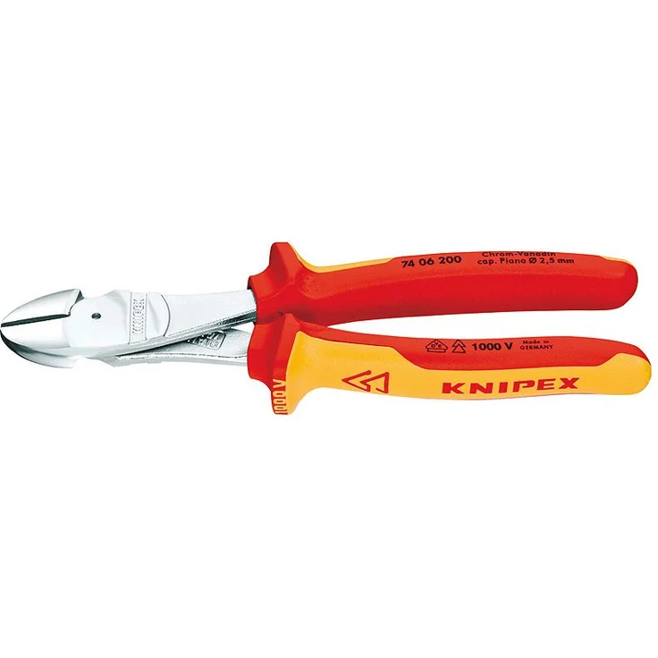 KNIPEX 74 06 250 Kraft-Seitenschneider isoliert mit Mehrkomponenten-Hüllen, verchromt 250 mm – Bild 1